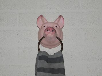 Handdoek ring 'Pig Head' - varkenskop - gietijzer