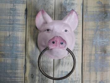 Handdoek ring 'Pig Head' - varkenskop - gietijzer