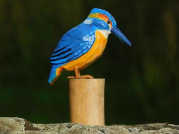 Handgefertigter Eisvogel, Voll in Farbe, Holz