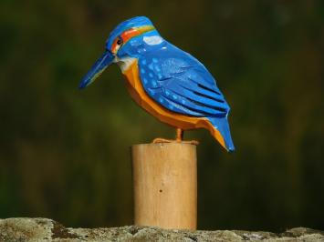 Handgefertigter Eisvogel, Voll in Farbe, Holz