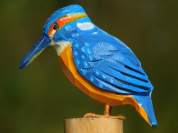 Handgefertigter Eisvogel, Voll in Farbe, Holz