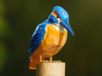 Handgefertigter Eisvogel, Voll in Farbe, Holz