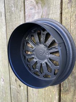 Luchtrooster, ventilatie grille, rond, alu zwart