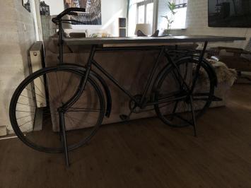 Ssidetable, fiets metaal met houten tafelblad