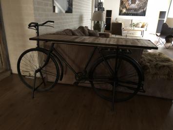 Ssidetable, fiets metaal met houten tafelblad