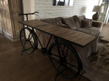 Ssidetable, fiets metaal met houten tafelblad