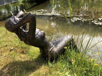 Gartenstatue Meerjungfrau, große Statue Gusseisen, Farbe Bronze/Messing