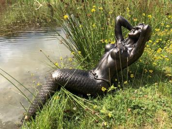 Gartenstatue Meerjungfrau, große Statue Gusseisen, Farbe Bronze/Messing