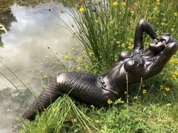 Gartenstatue Meerjungfrau, große Statue Gusseisen, Farbe Bronze/Messing