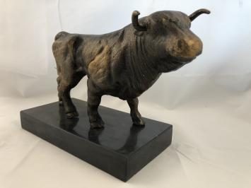 Skulptur Metall bronzefarbener großer Stier