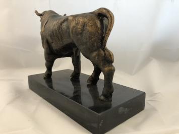 Sculptuur metalen bronskleurige grote stier