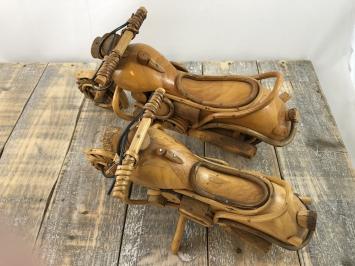 Set handgemaakte houten motoren, lowriders