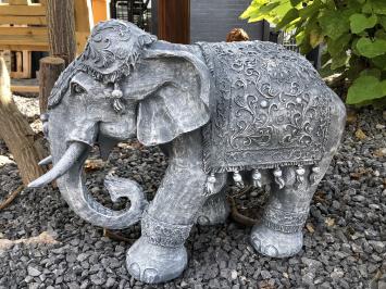 Elefant Indien, Dekoration, Kultur, Asien, Statue, Vintage, Polystone grau