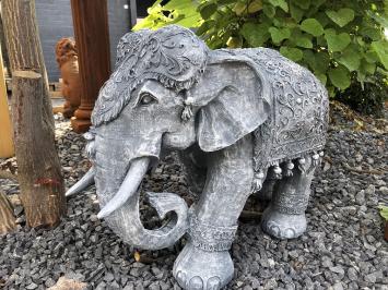 Elefant Indien, Dekoration, Kultur, Asien, Statue, Vintage, Polystone grau