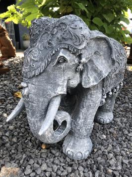 Elefant Indien, Dekoration, Kultur, Asien, Statue, Vintage, Polystone grau