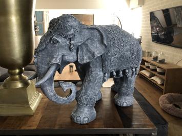 Elefant Indien, Dekoration, Kultur, Asien, Statue, Vintage, Polystone grau