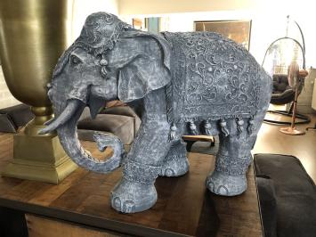 Elefant Indien, Dekoration, Kultur, Asien, Statue, Vintage, Polystone grau