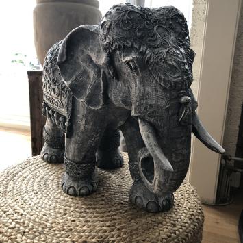 Elefant Indien, Dekoration, Kultur, Asien, Statue, Vintage, Polystone grau