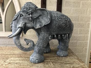 Elefant Indien, Dekoration, Kultur, Asien, Statue, Vintage, Polystone grau