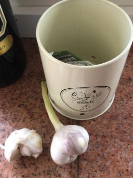 Mooi decoratief opbergblik voor garlic.