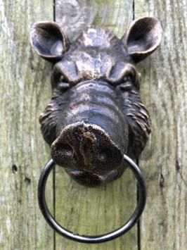 Wildzijn hoofd ijzer in brons-look, met handdoek ring