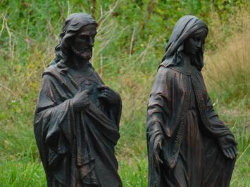 Gartenstatuen Jesus und Maria, Polystone, Set mit 2 Statuen