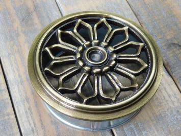 Luchtrooster rond, alu, brass messing kleur