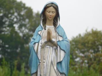 Gartenstatue Maria mit Rosenkranz, kirchliche Statue, Polystone in Farbe