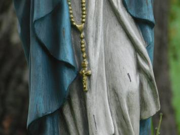 Gartenstatue Maria mit Rosenkranz, Statue in Farbe, christliche Figur