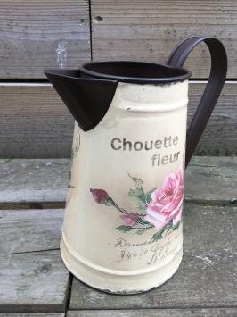 Vintage Flower Jug - Blikje Karaf Rustiek Melk kan