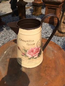 Vintage Flower Jug - Blikje Karaf Rustiek Melk kan