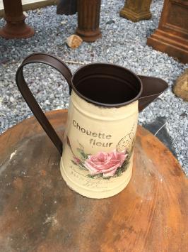 Vintage Flower Jug - Blikje Karaf Rustiek Melk kan