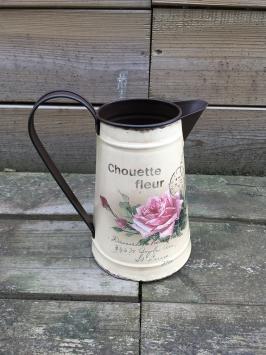 Vintage Flower Jug - Blikje Karaf Rustiek Melk kan