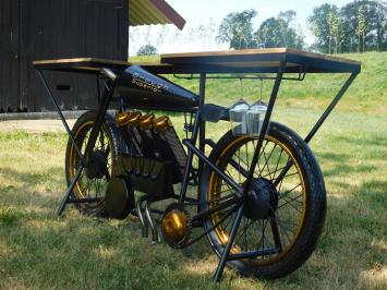 Einzigartiger Motorrad-Beistelltisch, mit Weinregal, Bartisch