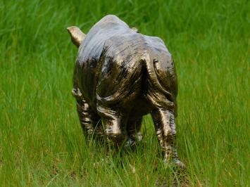 Statue Rhinozeros - Gold Schwarz - Polystone