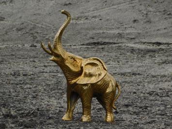 Beeldje olifant, goud, aluminium beeld, dierenbeeld