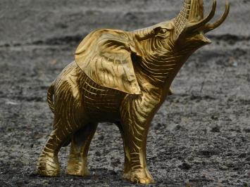 Beeldje olifant, goud, aluminium beeld, dierenbeeld