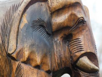 Eenmalig: Sculptuur Olifant, Massief Teakhout, Vintage