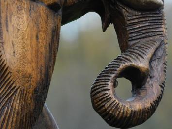 Eenmalig: Sculptuur Olifant, Massief Teakhout, Vintage