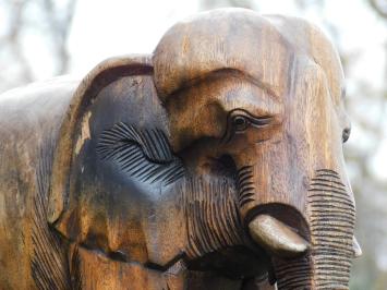 Unikat: Skulptur Elefant, Massiv Teak, Vintage