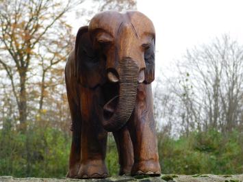 Unikat: Skulptur Elefant, Massiv Teak, Vintage