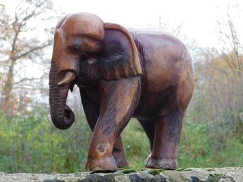 Unikat: Skulptur Elefant, Massiv Teak, Vintage