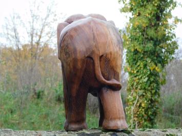 Unikat: Skulptur Elefant, Massiv Teak, Vintage