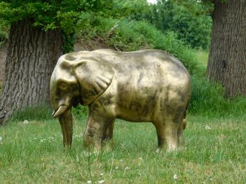 Statue Elefant, Gartenstatue, Elefantenstatue, goldfarbend