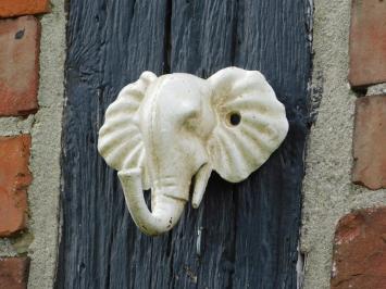 Wandhaken Elefant, Gusseisen, Altweiß