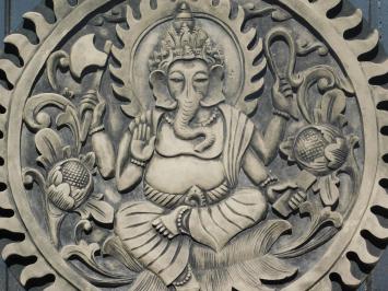 Ornament Ganesha - massiver Stein - grau mit schwarz