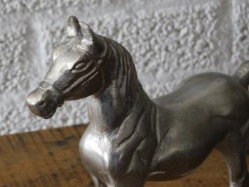 Pferd aus Aluminium, vernickelt, Tierfigur