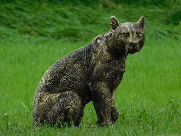 Gartenstatue Panther, hochwertiger Polystone, Leopard Gold Schwarz