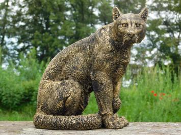 Gartenstatue Panther, hochwertiger Polystone, Leopard Gold Schwarz