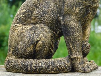 Tuinbeeld panter, hoogwaardig polystone, luipaard goud zwart